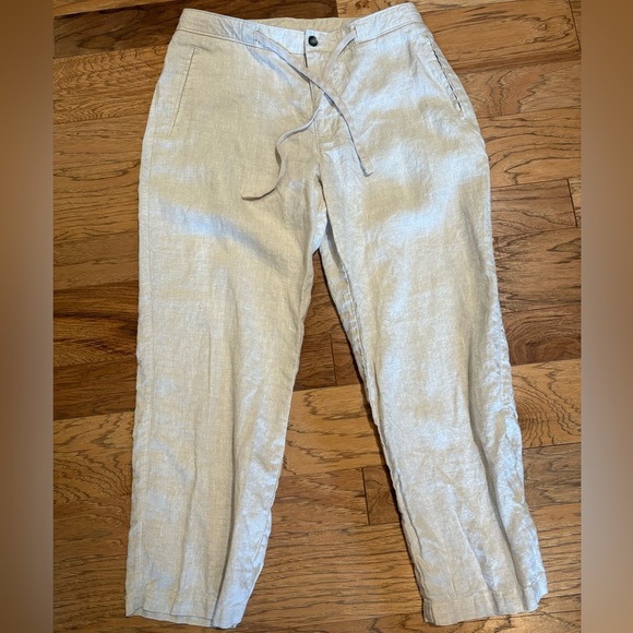 Tasso Elba Island Womens 100% Linen Pants 36X30 Natural/Tan Coastal Beach EUC - Picture 1 of 7